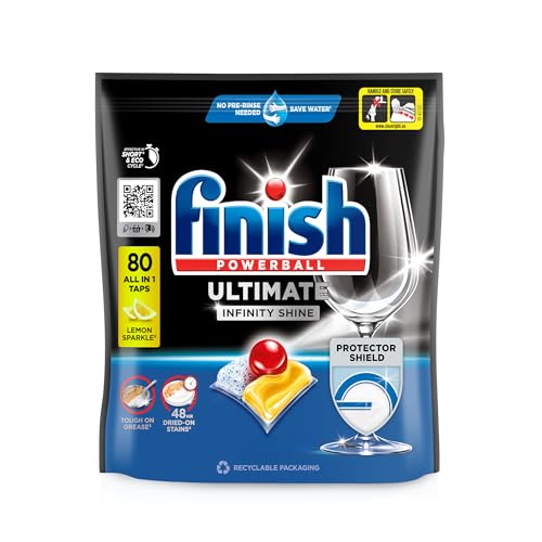 Finish Ultimate Infinity Shine Citrus Spülmaschinentabs – Geschirrspültabs für Tiefenreinigung, Fettlösekraft und Glanz mit Schutzschild – 80 Finish Caps 2