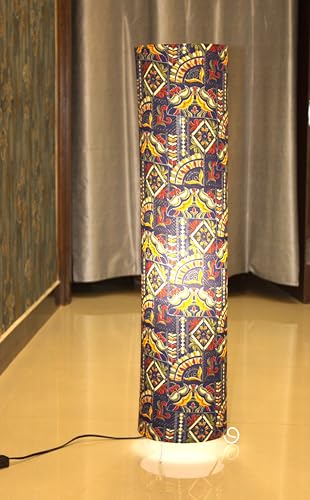 Image of Cotton Fabric Floor Lamp for Bedroom's Desk Lamp for LivingRoom, Bed Room, Office | Night Stand Dimmable Room Floor Lamp for Reading Corner Lamp (Navy Printed)
