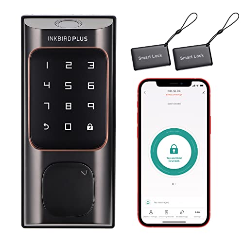 Keyless Entry Door Lock, Inkbirdplus Fingerprint Door Lock With Keypad, Bluetooth Electronic Deadbolt, Smart Lock For Front Door, Anti-Peeping Password, Auto Lock, Easy Install-Oil-Rubbed Bronze #TOP30