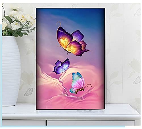 Diamond painting papillon multicolore, kit broderie strass complet