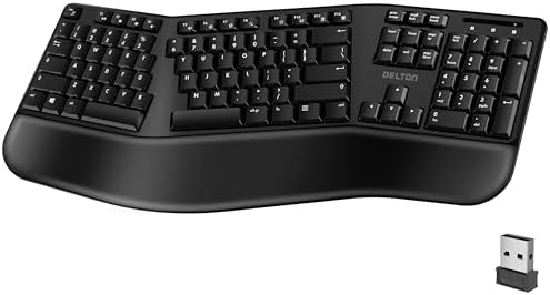 Amazon.com: Delton Wireless Ergonomic Keyboard, 2.4G USB Dongle Full ...