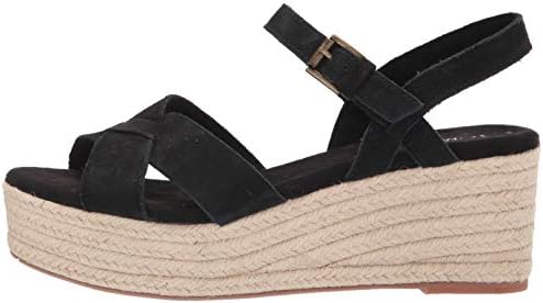 TOMS Women's Willow Wedge Sandal, Black Suede, 5.5 | Image 7