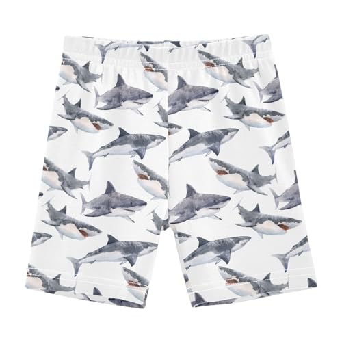 JHKKU Girls Sharks Shorts Cotton Cartwheel Bike Kids Biker Under Dress Dance Short Girl Clothes 10Y