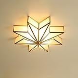 Star Shaped Flush Mount Ceiling Light - Aeyee Brass Ceiling Lighting Fixture, Mid Century 4 Lights...