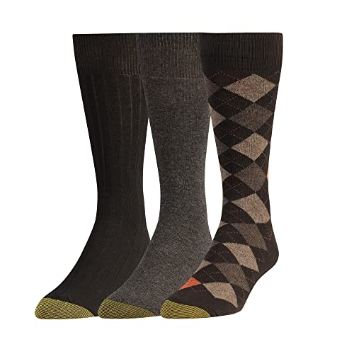 GOLDTOE Men's Argyle Dress Socks, Multipairs, Brown Diamond (3-Pairs), Large by GOLDTOE - Used condition - US$14.57