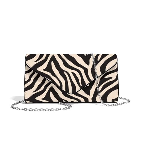 Cndexd Elegant Shoulder Envelope Bag for Lady Zebra Print Flap Evening Clutch Purses with Detachable Chain Leather PU Trendy Clutch Large Capacity Valentine's Day