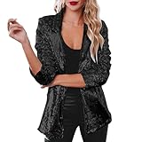 Chaqueta Lentejuelas Mujer Lentejuelas Blazer de Manga Larga Brillo Fiesta Chaquetas Rave Brillante Abrigo Otoño Invierno Casuales Brillante Chaqueta Fiesta Discoteca Traje