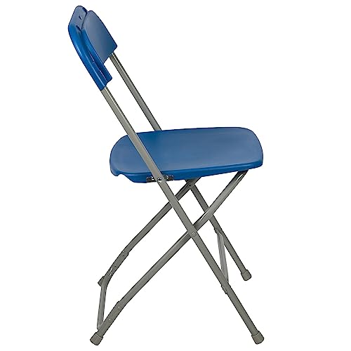 Image of Flash Furniture Hercules Series Plastic Folding Chair - Blue - 650LB Weight Capacity Comfortable Event Chair - Lightweight Folding Chair