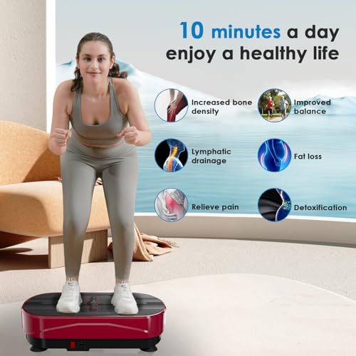 Natini Vibration Plate Exercise Machine - Whole Body Workout Vibration Platform Lymphatic Drainage Machine for Weight Loss Home Fitness with Resistance Bands Remote - Image 3