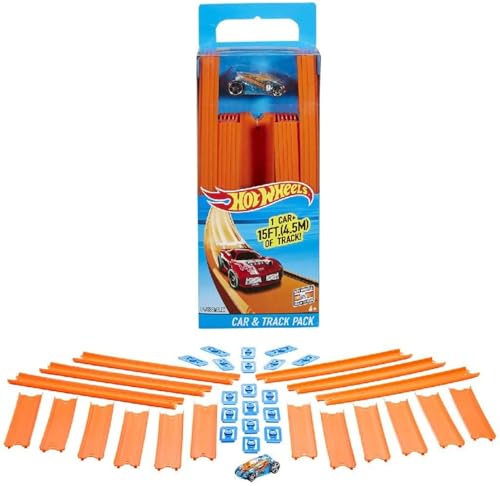 Hot Wheels Track Builder, tramos de Pista con vehículo Incluido,
