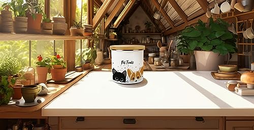 Purely Home Pet Treats Storage Canister - Peeping Cat & Dog Metal Enamel Storage Container Pet Treats Tin - Image 2