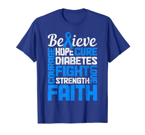 Diabetes Awareness Month Blue Ribbon Type 1 Diabetic T1D T-Shirt