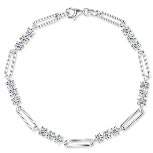 TIMEFASHION 3mm Moissanite Tennis Bracelet, 1.8cttw D Color VVS1 925 Sterling Silver Bracelet fit 7