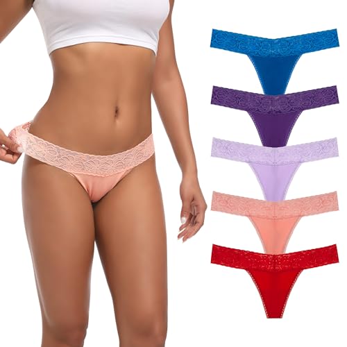 Auithery Thong Underwear Women Plus Size Lace Cotton Sexy Panties