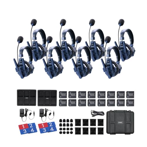 SYNCO XTALK Master 8 Users Wireless Intercom Headset System,A/B Team Selected Full Duplex Intercom Communication Headset App ENC 2.0 Noise Reduction Program Real-time Monitoring 500m/1640ft Range