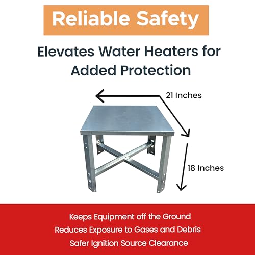 CMI Inc - Heavy-Duty Water Heater Stand for 30-50 Gallon Tanks | Metal Base Carrier Riser | 21x21x18 Inch Platform | Safe & Durable Floor Storage for Hot Water, Rain Barrels, and Tankless Heaters