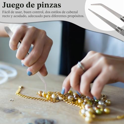 Miniatura 4 de Wandic Pinzas De Bloqueo Cruzado Doblado Y Recto Acción Inversa Acero Inoxidable Diy Joyería Hobby Craft Tool, 6 Pcs