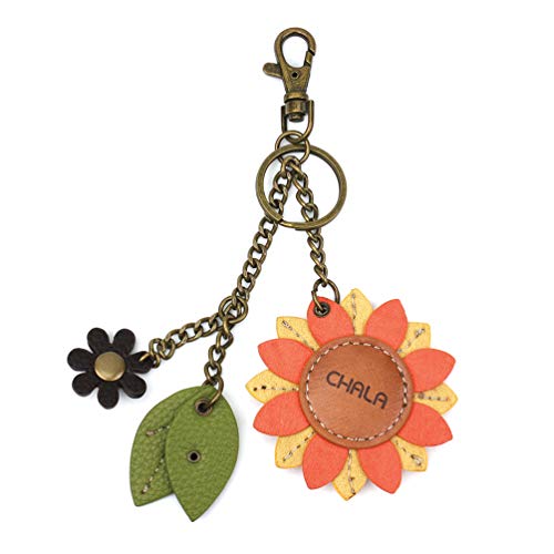 Chala Mini Purse Charm, Compact Size Key Fob Handbags -609 (Sunflower With Red Flower Charm) #TOP1