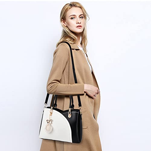 I Ihayner Womens Leather Handbags Purses For Girls Top-Handle Large Totes Satchel Shoulder Bag For Ladies With Pompom Khaki #TOP5