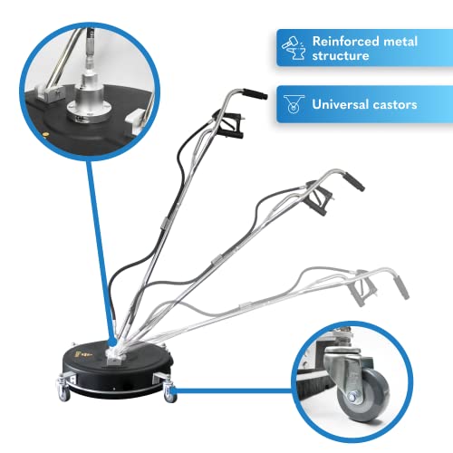 EDOU Direct Dual Handle Pressure Washer Surface Cleaner 20" with Wheels | Composite | Heavy Duty | 4,500 PSI Max Working Pressure | Includes: 3/8" Quick Connector Kit, Teflon Tape