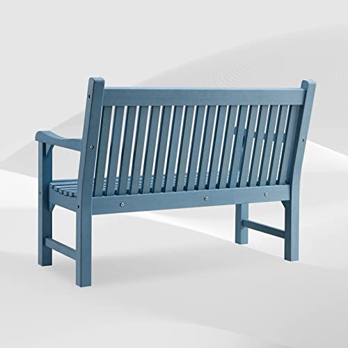 Psilvam Garden Bench, 2-Person Poly Lumber Patio Bench, All-Weather Outdoor Bench That Never Rot And Fade, Memorial Bench, Suit For Garden, Porch And Park(Blue) #TOP3