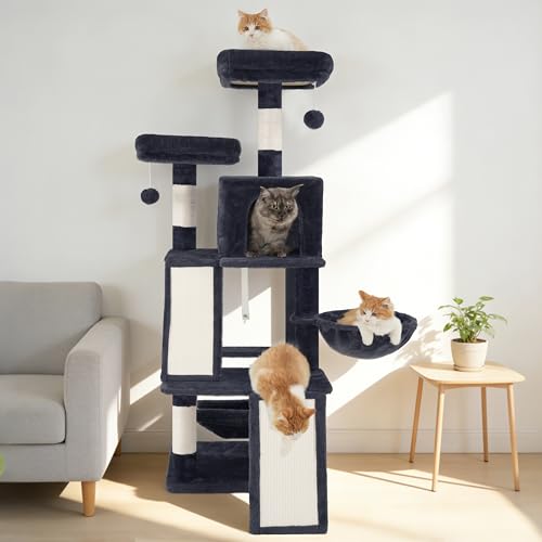 Image of Gitelsnour Cat Tree Tower Multi-Level with 2 Scratching Boards, GCT022G
