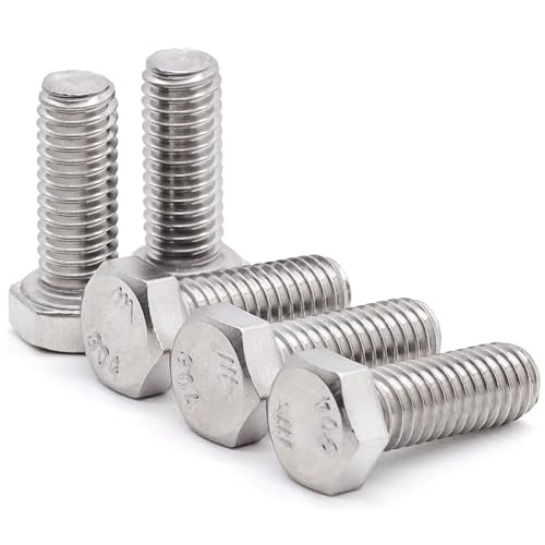Image of 1 /2-13 x 1 (6 pcs) Stainless Steel Hex Head Screws Bolts (3 /8 inch to 6 inch Available), 18 /8 Stainless Steel 304, Fully Threaded, Machine Coarse Thread, No Coating, Plain Finish