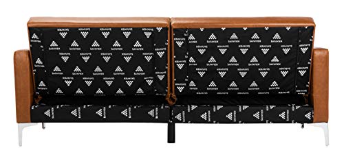 Safavieh Home Chelsea Modern Cognac And Chrome Foldable Futon Sofa Bed #TOP7