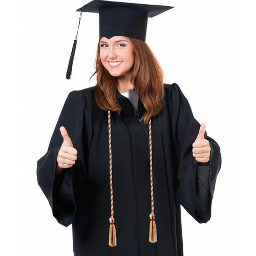 Image of Graduation Honor Cord 68 inch Grad Braided Honor Cords with Tassel Honor Rope Grad Cords for Graduation Students Bachelor Master Doctoral Gown Grad Decor (Burgundy White and Gold)