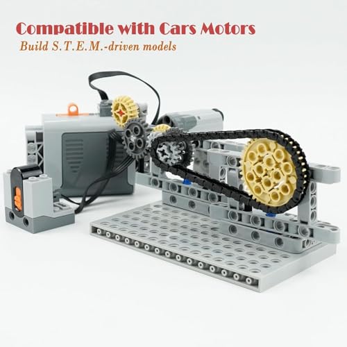 Image of Technical Gears Axles Parts Pieces - Gearbox Bulding Block Classic Bulk Compatible with Cars Bricks Motor Gears Wheels Chain Tires, Ball Universal Joints Shock Absorber Connector Gears Parts Toys