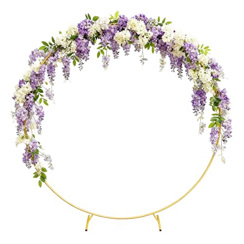 Suporte para arco de casamento, kit de arco redondo de metal, moldura redonda dourada para balões - altura 2,2 m, arco para aniversários, casamento, Natal e decoração de festas