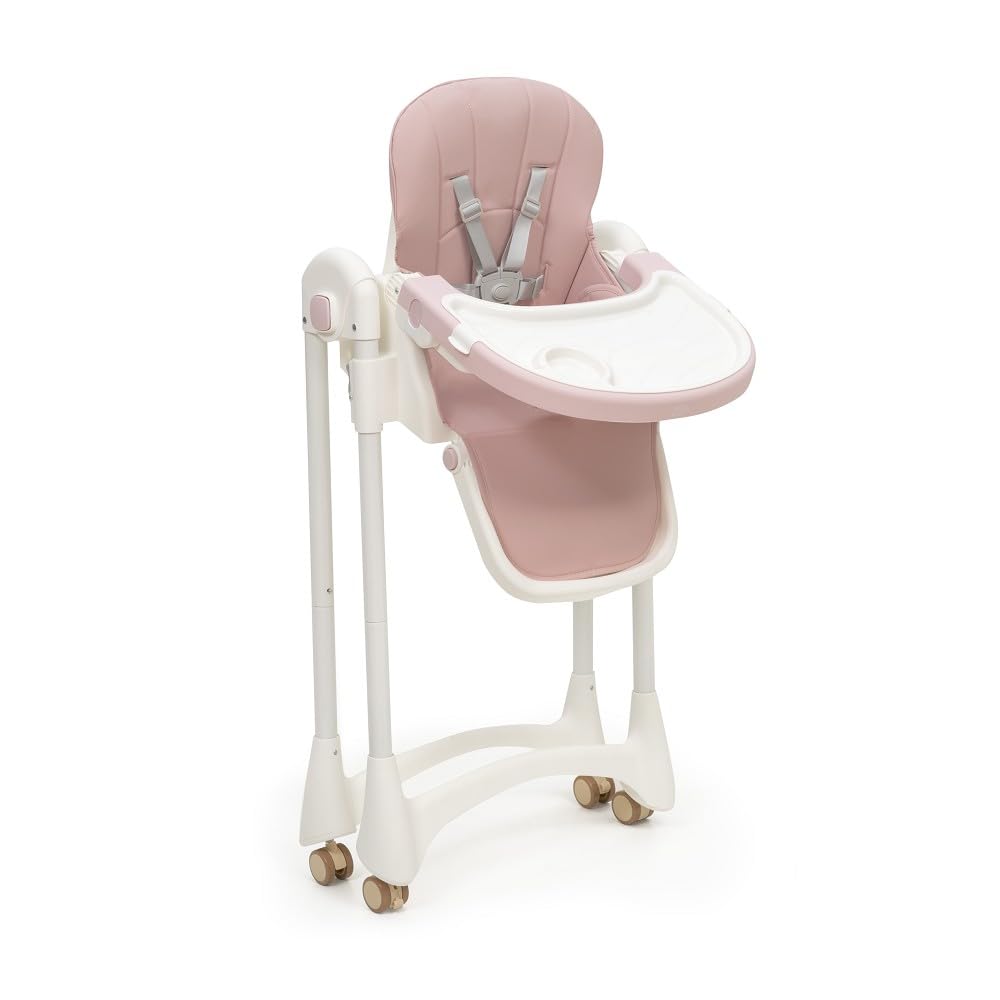 Interbaby Trona Bebé Evolutiva Plegable 6-36 Meses Aluminio (Practic Rosa) | Hasta 20 kg. Silla de comer portátil, respaldo 4 posiciones, 8 alturas, bandeja regulable, arnés 5 puntos, plegado compacto