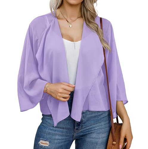Image of Womens Summer Tops Short Shrugs Kimono Cardigans Casual Chiffon Bolero Jackets 2026