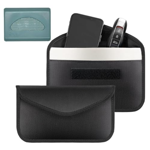 HAMKU 1 Pezzi Gabbia Faraday,Faraday Bag 20 * 10Cm Custodia Per Telepass Schermata,Custodia Rfid,Faraday Keyless Schermatura Chiave Auto,Telepass Schermatura(Nero)