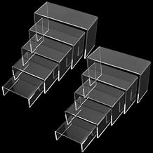 10 Pcs Clear Acrylic Display Risers, 3"" 4"" 5"" 6"" 7"" Rectangular Showcase Collectibles Display Shelf, Retail Acrylic Riser Stands for Display Pops Figures, Cupcake,, Transparent