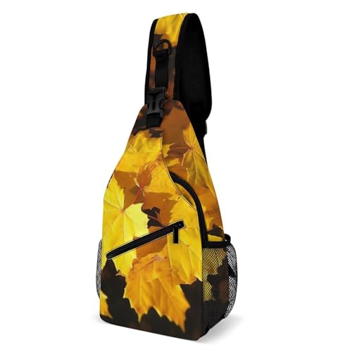 Bolso bandolera deportivo con hojas de arce amarillo