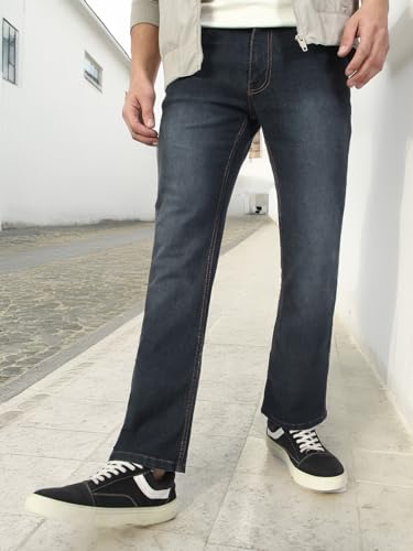 Image of Urbano Fashion Men's Stretch Fit Mid Rise Washed Bootcut Jeans Stretchable