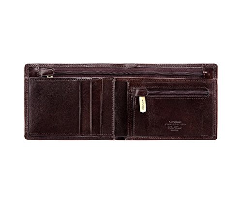 WITTCHEN Portfel ze skóry bydlęcej | Kolekcja: Da Vinci | wykonane z wysokiej jakości materiałów | elegancki i klasyczny | Brązowy | 12,5x10cm