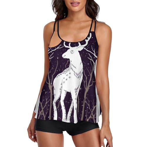 Maillot de bain tankini avec short pour femme idéale robe de plage Elan Blanc De La Forêt