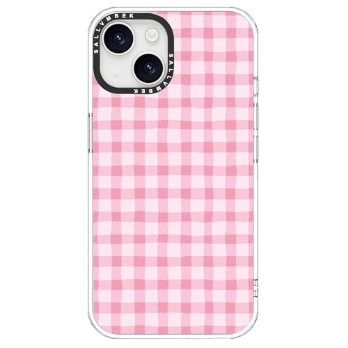 sallvmbek for iPhone 15 Case,Compatible with MagSafe,Cute Checkered Design Print Pattern,Magnetic Protective Shockproof Mag Safe TPU Bumper Phone Cover for Women Girly