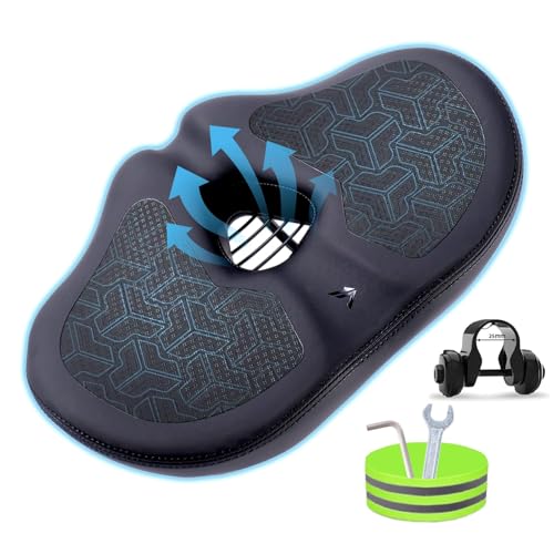 Wide Bicycle Seat Noseless Bike Seat Cushion with Ventilation & Memory Foam Oversized Waterproof Bike Saddle for Men & Women Perfect for Electric Bike Stationary & Cruiser Bikes
