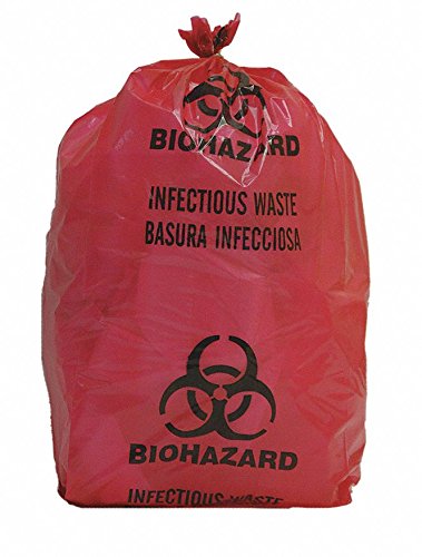 5 Gal, Red,Biohazard Bags, Polyethylene, Infectious Waste Biohazard, Pk 200,20400004046
