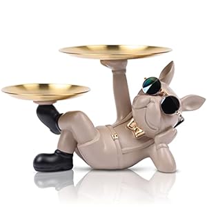 XYQXYQ Bulldoggen-Statue Aufbewahrungstablett mit Tabletts