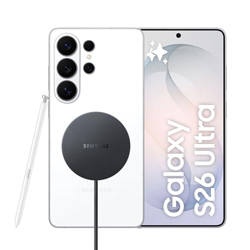 Samsung Galaxy S26 Ultra con caricatore wireless magnetico Magnet Wireless Charger 25W EP-P2900BBEGWW, Smartphone AI con 3 anni di Garanzia del produttore, 1TB, White