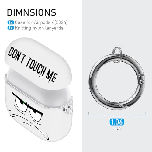 Image of for Apple Airpods 4th Generation Case Covers(2024),Don't Touch Me for Airpods 4 Cover with Keychain /Lanyard Soft Cute Shockproof Cover for Women Men Compatible AirPod 4 Case,White