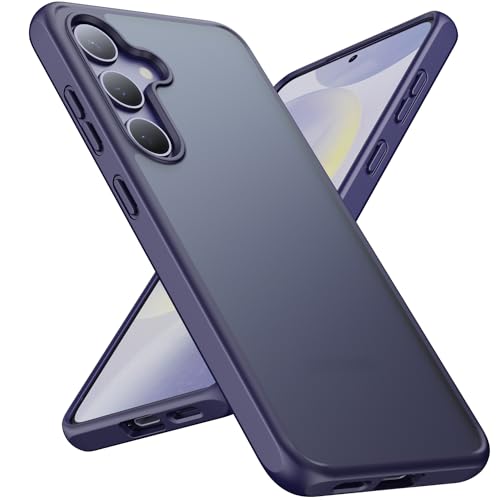 Shockproof Designed for Samsung Galaxy S24 Case, 12FT Military Grade Drop Protection, Slim Semi-Clear Matte Hard Back & Soft Edge Galaxy S24 Case 6.2'', Gray