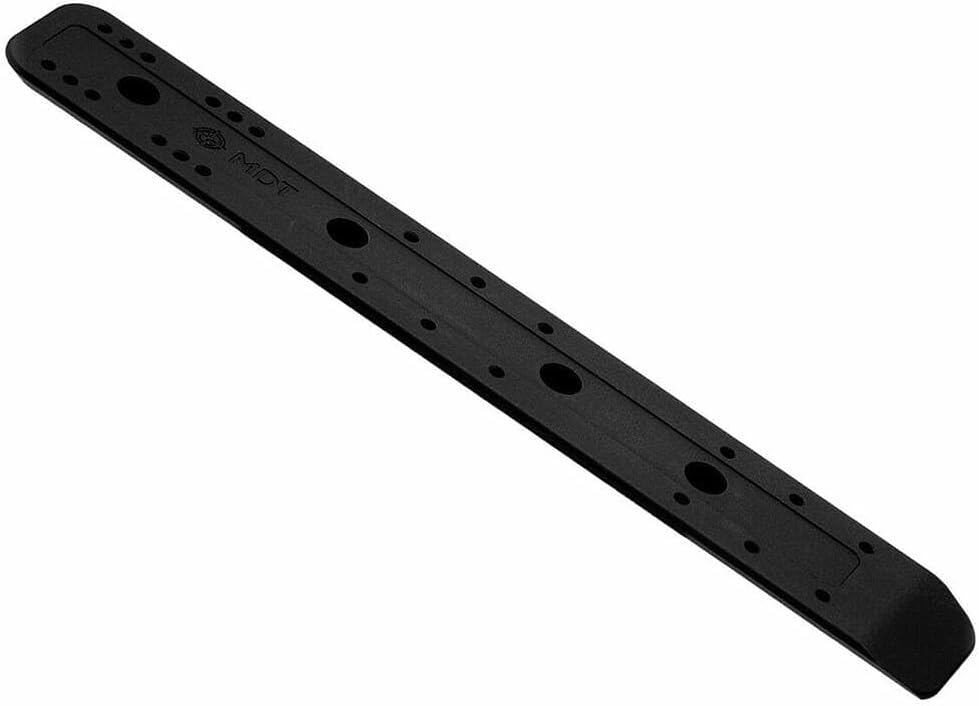 MDT 10.25" ARCA Rail for Hunting Firearm Compatible Rifle Chassis, 14 Tapped Holes, Angled Front, Rounded Edges, Black (103572-BLK)