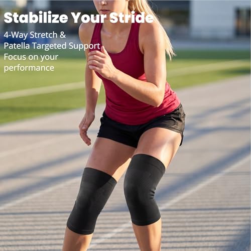Image of Knee Sleeves, 1 Pair, Could Be Worn Under Pants, Lightweight Knee Compression Sleeves for Men Women, Knee Brace Support for Joint Pain Relief, Arthritis, ACL, MCL, Sports, Injury Recovery, Black XXL