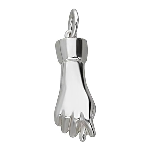 AVANCY Hanger Sterling Zilver 925M, Hand Faust Higa, 22 x 8 mm, glad, amulet,, Mano Puño Higa Amuleto, Sterling zilver, 925 sterling zilver