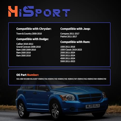 Image of HiSport 931-080 Door Lock Latch Actuator Front Left Driver Side - Compatible with Chrysler Town & Country Dodge Caliber Grand Caravan Ram 1500 Ram 2500 Ram 3500 Jeep Compass Patriot 2008-2024